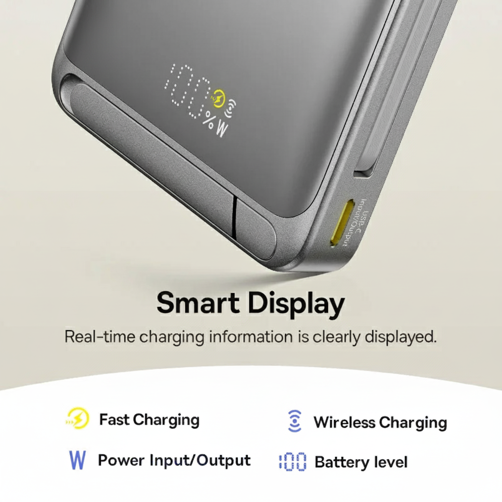 Baseus Nomos Qi2 3-in-1 Magnetic Power Bank 10000mAh 45W